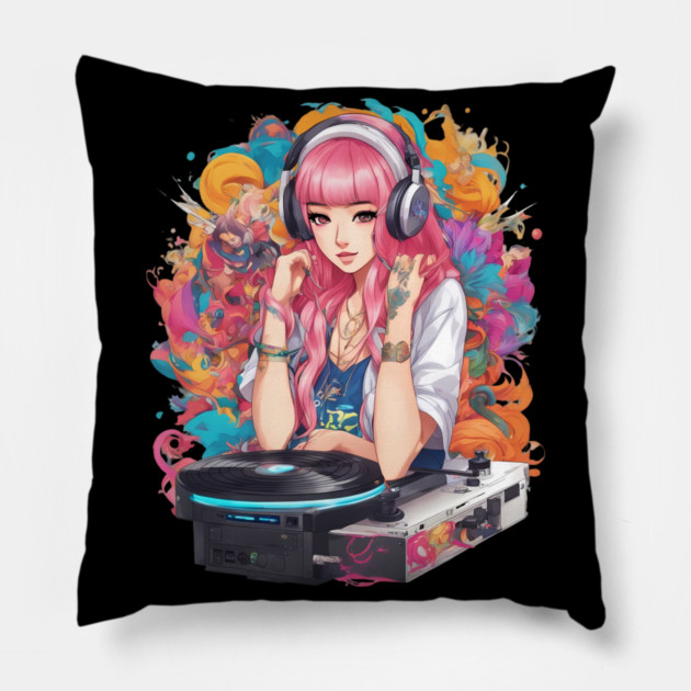 Beats BlissTechno Trance Rave DJ Pillow by animegirlnft
