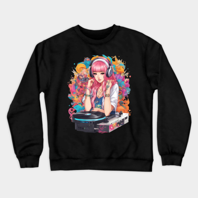 Beats BlissTechno Trance Rave DJ Crewneck Sweatshirt by animegirlnft