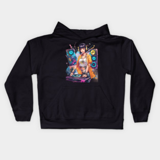 Rhythmic DJ Techno Trance Party Girl Kids Hoodie