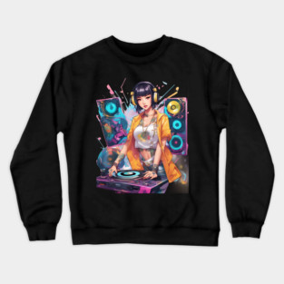 Rhythmic DJ Techno Trance Party Girl Crewneck Sweatshirt