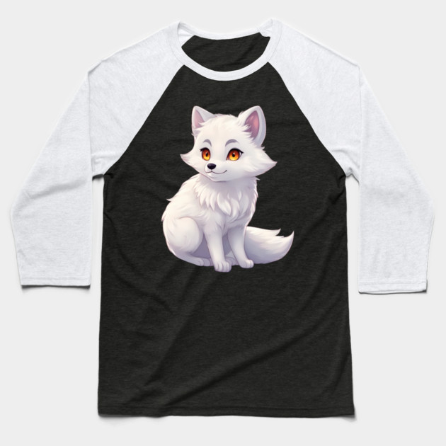 Paws Playtime Cute Baby Arctic Fox Baseball T-Shirt by animegirlnft