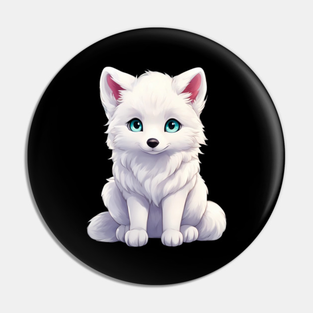 Snowy Snuggles Arctic Fox Pup Pin by animegirlnft