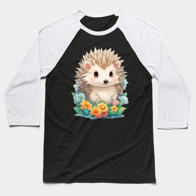 Prickly Paws Baby Hedgehog Baseball T-Shirt by animegirlnft