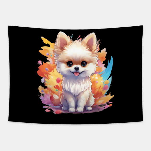 Fluffball Lovely Pomeranian Puppy Tapestry by animegirlnft