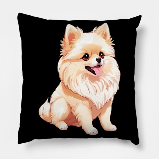 Fluffball Love Pomeranian Puppy Pillow by animegirlnft