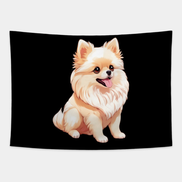 Fluffball Love Pomeranian Puppy Tapestry by animegirlnft