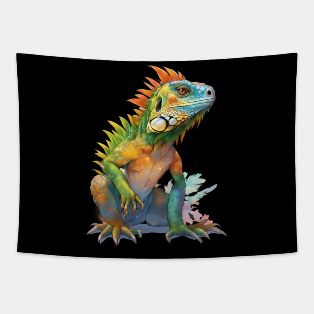 Enigmatic Giant Iguana Tapestry by animegirlnft