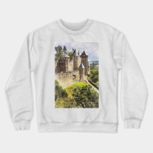 Walls of Carcassonne Digital Art Crewneck Sweatshirt