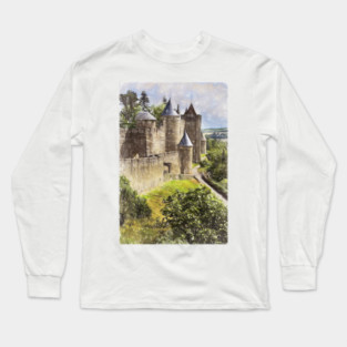 Walls of Carcassonne Digital Art Long Sleeve T-Shirt