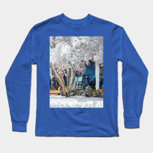 Rocking Chair on Porch in Winter Long Sleeve T-Shirt