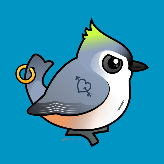 Funny Cartoon Tufted Tough Titmouse Bird Bird T-Shirt TeePublic