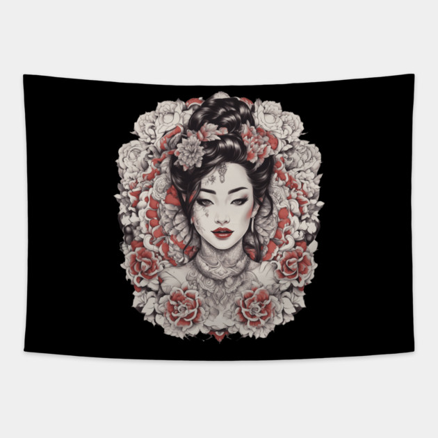 Elegance and Beauty of Asian Girl Tapestry by animegirlnft