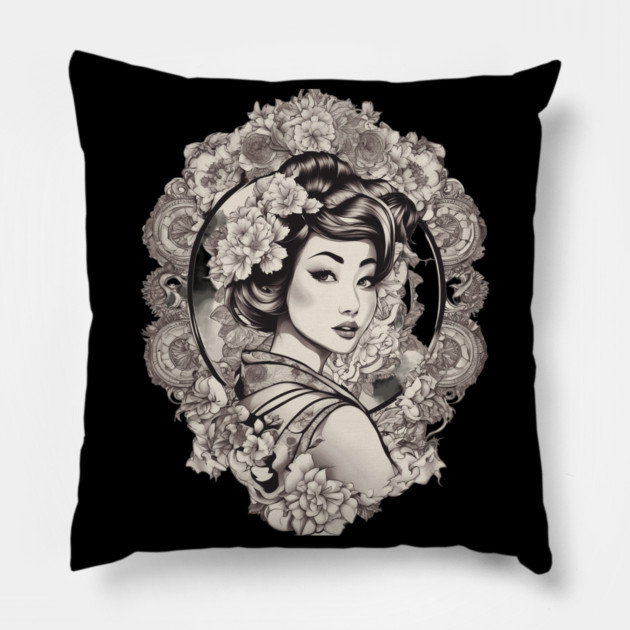 Allure and Charm of Asian Goddess Pillow by animegirlnft