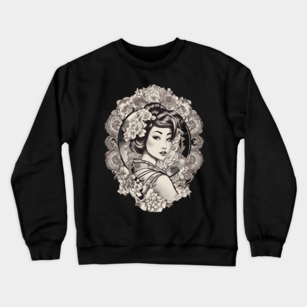 Allure and Charm of Asian Goddess Crewneck Sweatshirt by animegirlnft