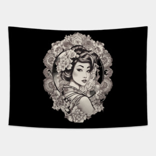 Allure and Charm of Asian Goddess Tapestry
