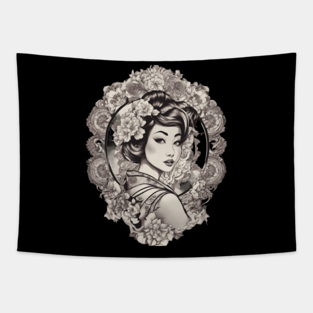 Allure and Charm of Asian Goddess Tapestry by animegirlnft