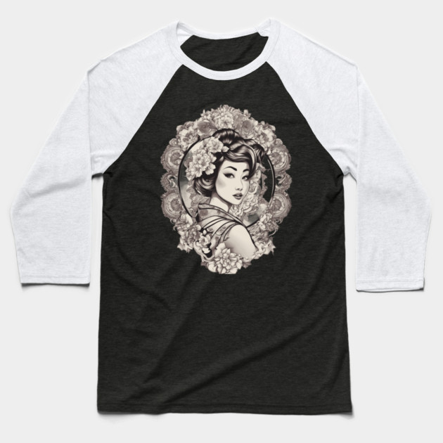 Allure and Charm of Asian Goddess Baseball T-Shirt by animegirlnft