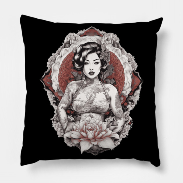 Asian Queen Grace and Sophistication Pillow by animegirlnft