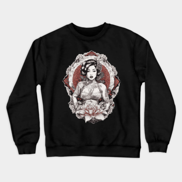 Asian Queen Grace and Sophistication Crewneck Sweatshirt by animegirlnft