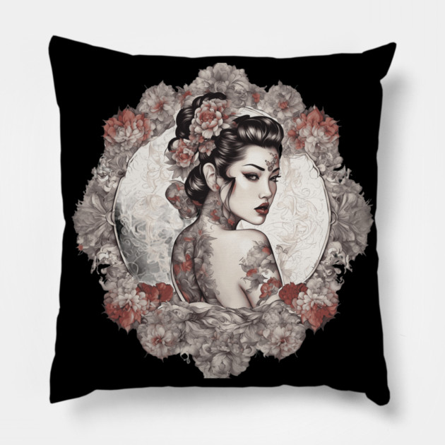 Exotic Elegance Asian Beauty Pillow by animegirlnft
