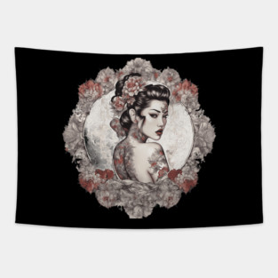 Exotic Elegance Asian Beauty Tapestry