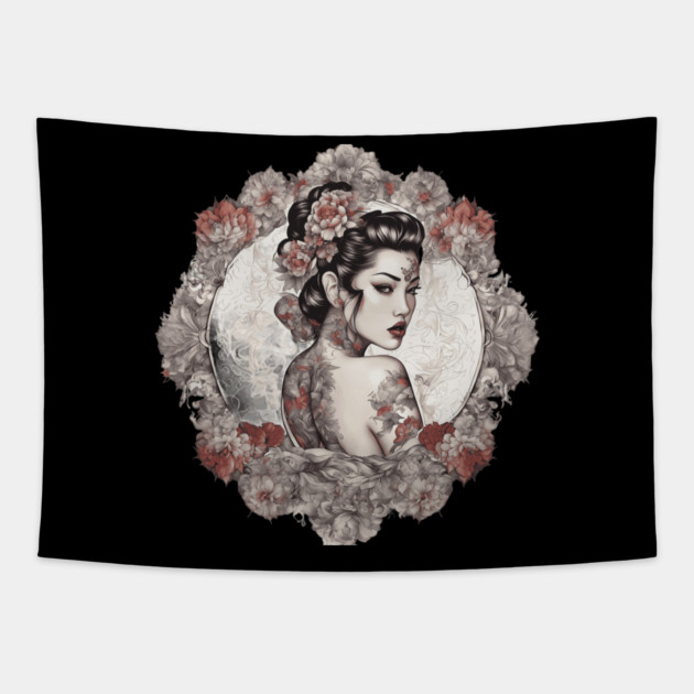 Exotic Elegance Asian Beauty Tapestry by animegirlnft