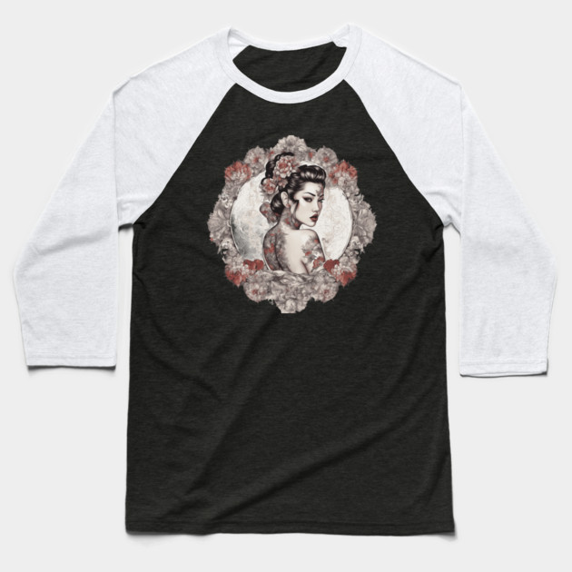 Exotic Elegance Asian Beauty Baseball T-Shirt by animegirlnft