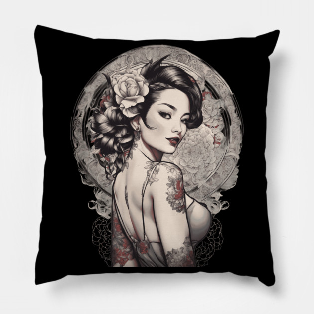 Enchanting Asian Beauty Pillow by animegirlnft