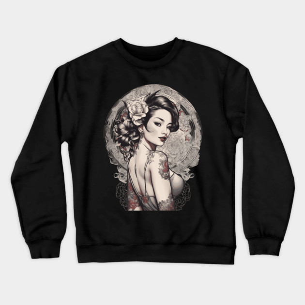 Enchanting Asian Beauty Crewneck Sweatshirt by animegirlnft