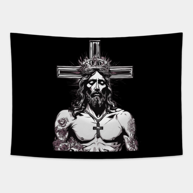 Jesus Christ the Forgiver Tapestry by animegirlnft