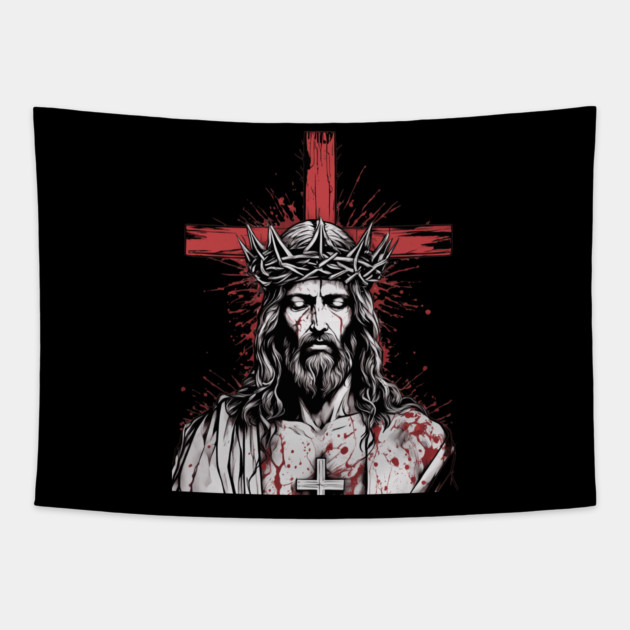 Jesus Christ the Beginning and the End Tapestry by animegirlnft