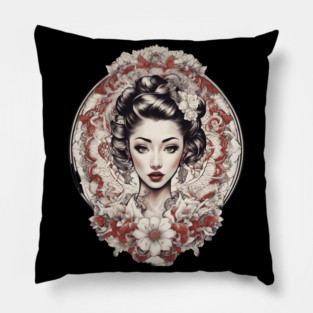 Enchanting Asian Elegant Woman Pillow