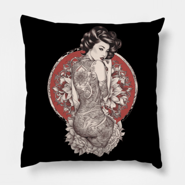 Mystical Graceful Asian Lady Pillow by animegirlnft