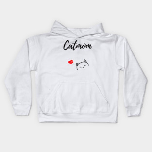 Catmom design with cute cat and hearts Kids Hoodie