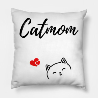 Catmom design with cute cat and hearts Pillow