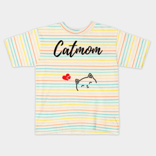 Catmom design with cute cat and hearts Kids T-Shirt
