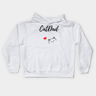 Catdad design with cute cat and hearts Kids Hoodie