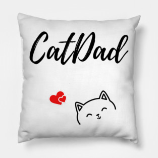 Catdad design with cute cat and hearts Pillow
