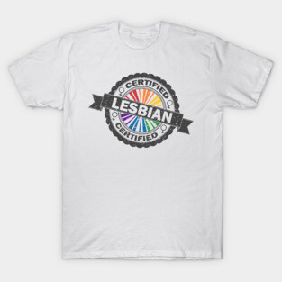 Lesbian Pride Rainbow Colored Heart Shaped Overlapping Female Gender Symbols T-Shirt