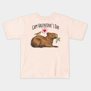 Capy Valentine's Day Adorable Happy Capybara design Kids T-Shirt