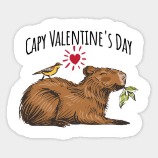 Capy Valentine's Day Adorable Happy Capybara design Sticker