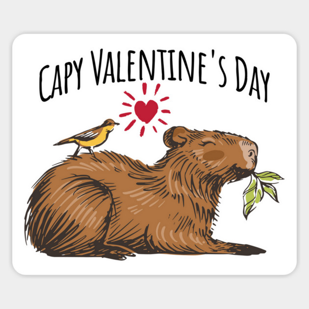 Capy Valentine's Day Adorable Happy Capybara design Magnet by Luxinda