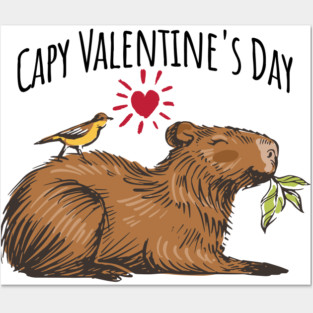 Capy Valentine's Day Adorable Happy Capybara design Posters and Art