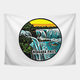 Vintage Niagara Falls Decal Tapestry
