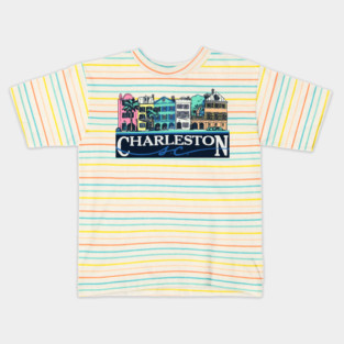 Charleston, South Carolina Rainbow Row Kids T-Shirt