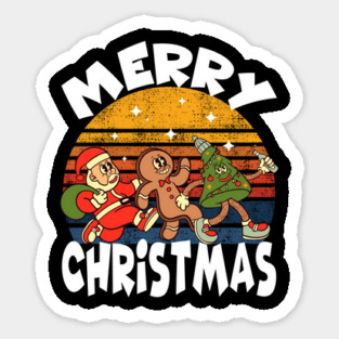 Merry Christmas. Santa Claus, Gingerbread man, Christmas tree Sticker
