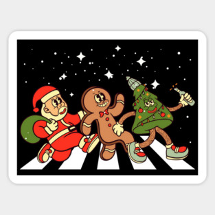 Christmas Road, Santa Claus, Gingerbread man, Christmas tree Sticker