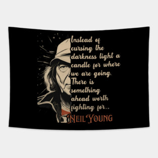Neil Young Vintage Classic Quotes Tapestry