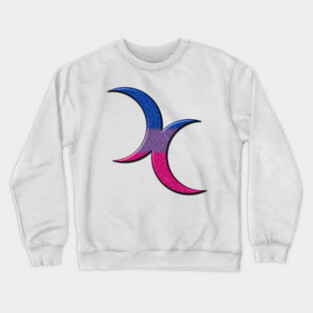 Bisexual Pride Flag Colored Crescent Moons Symbol Crewneck Sweatshirt