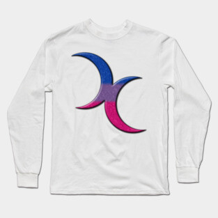 Bisexual Pride Flag Colored Crescent Moons Symbol Long Sleeve T-Shirt